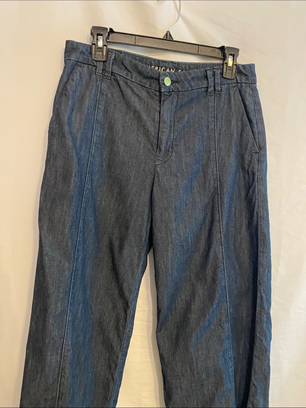 American Eagle size 4 petite convertible trouser jeans dark denim wide leg baggy - Picture 3 of 13